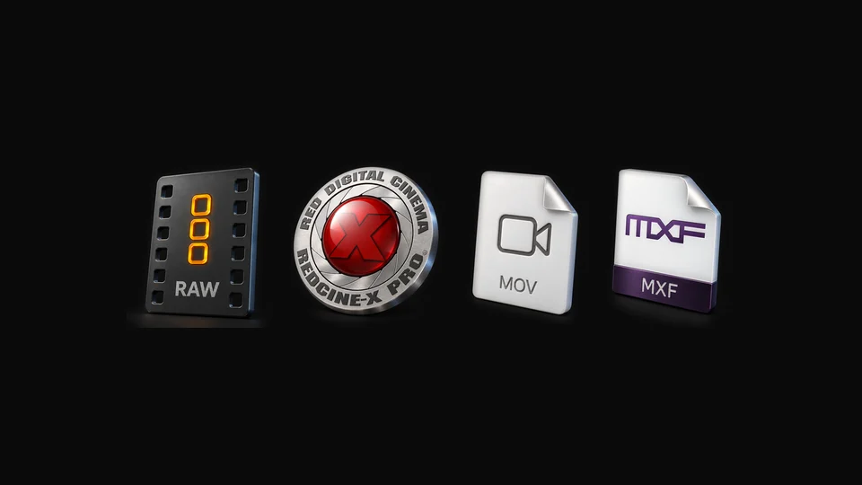 Blackmagic RAW, RED, QuickTime and MXF file icons